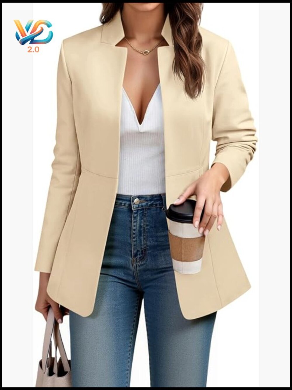 Women's Business Casual Blazer Long Sleeve Open Front Notch Collar Jacket